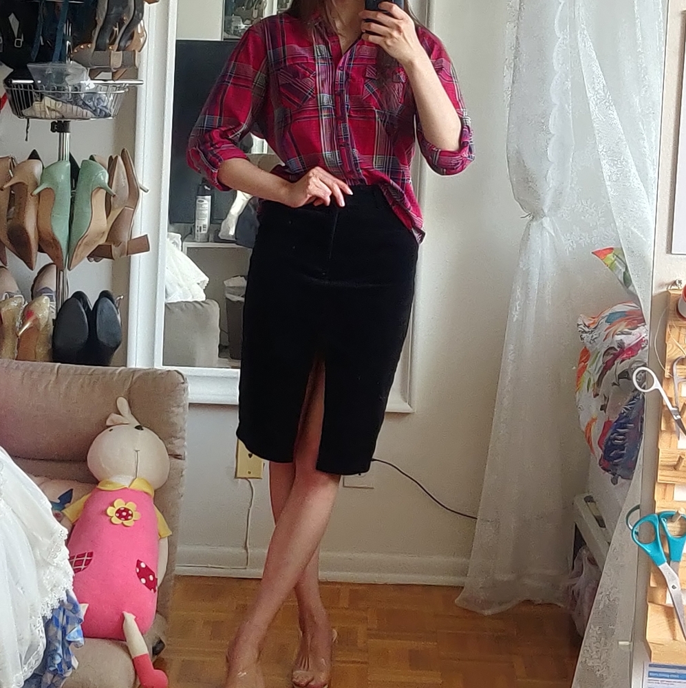 Dark Pink Plaid button up shirt